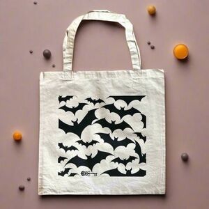 Canvas Tote Bag with Bat Design